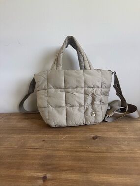 West Bronco mini Quilted Tote Crossbody Bag - Taupe